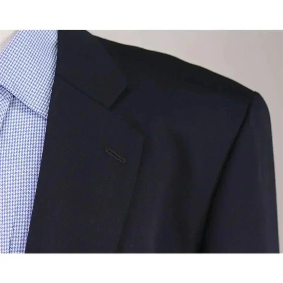 Custom Bespoke Solid Navy Blue w/ US Army Gold Metal Buttons Wool Blazer 42R - Picture 4 of 8